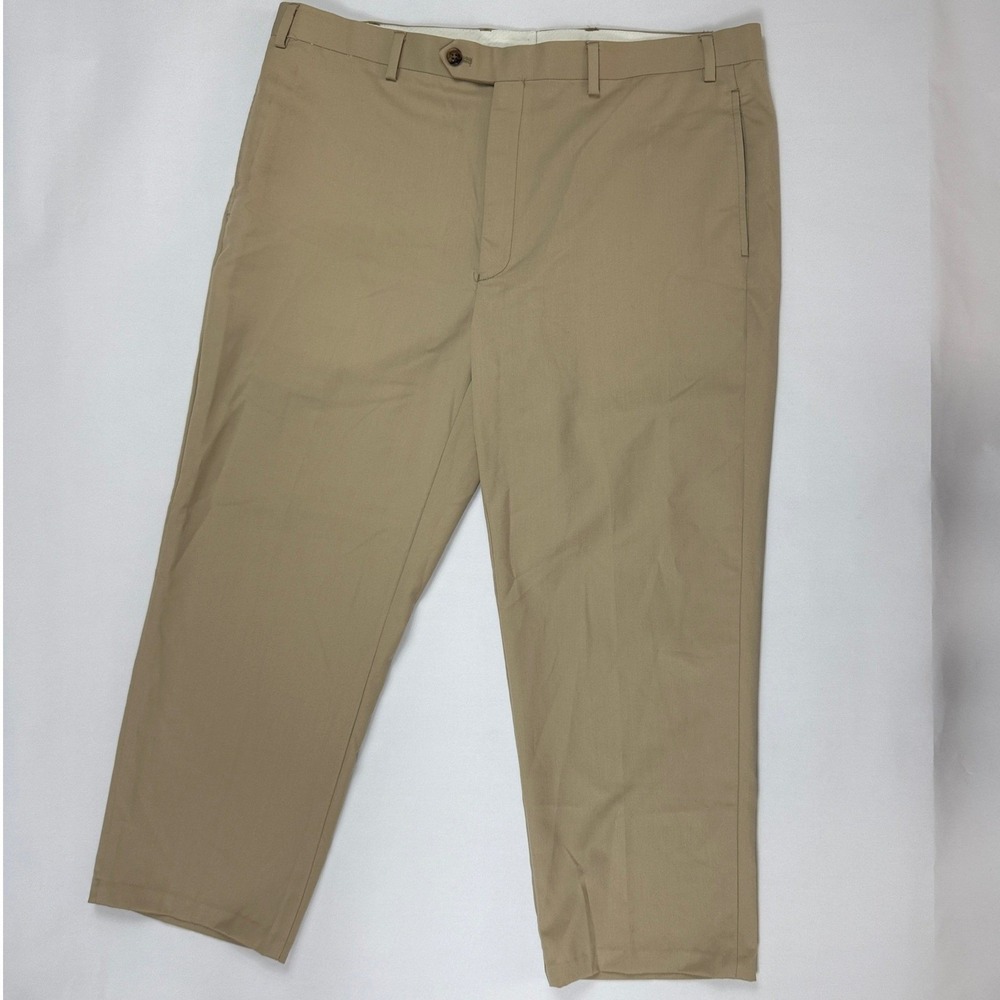 Lauren Ralph Lauren Mens Khaki Chino Pants Tan Flat‎ Front Non-Iron 38x25